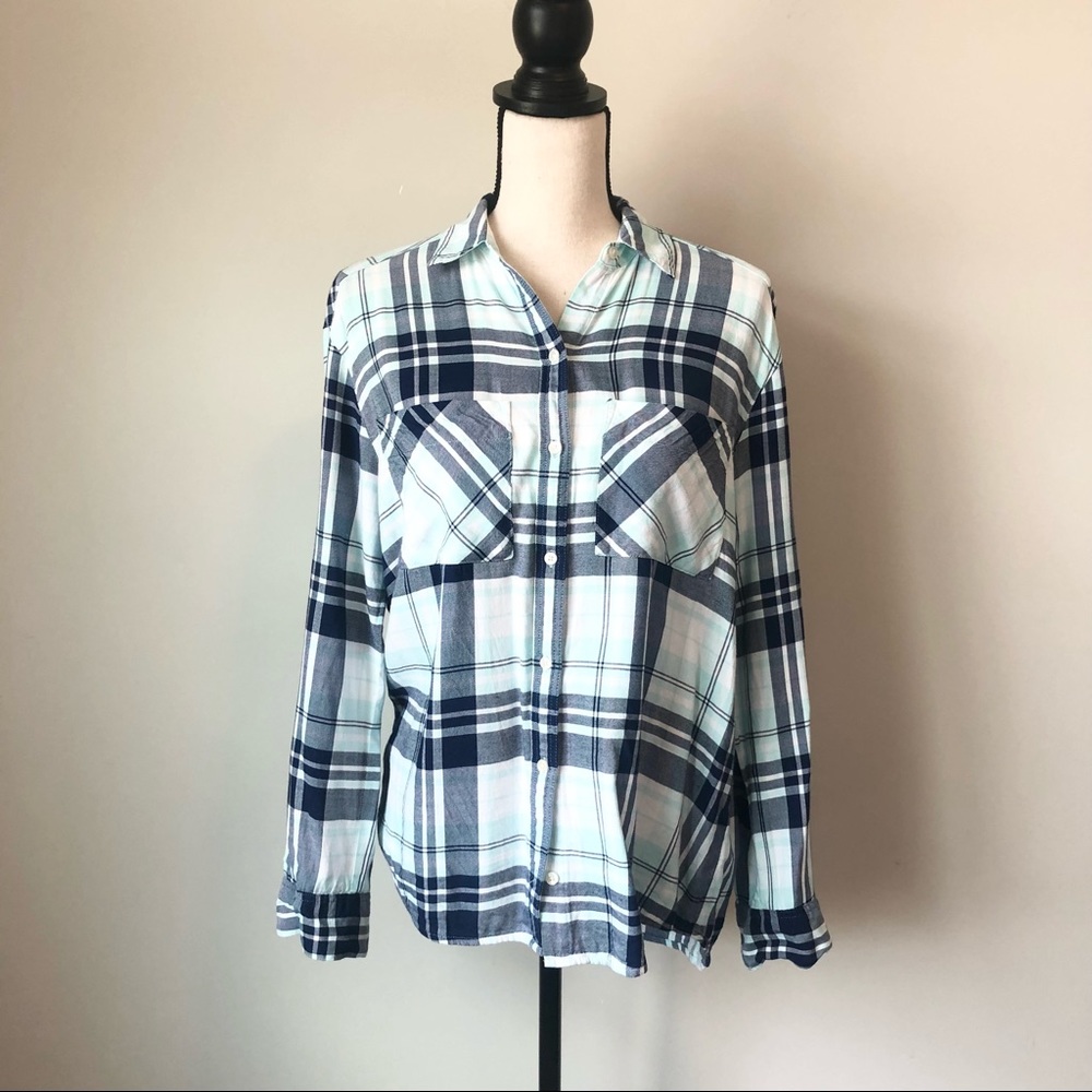 Womens Express Plaid Button Down Shirt